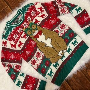 Festive Cat Christmas Sweater Size Medium
